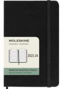 Moleskine 2023 - 2024 heti horizontlis hatridnapl, kemny fedeles fekete 