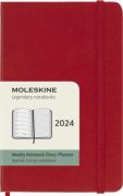 Moleskine 2024 heti jegyzetes hatridnapl, kemny fedeles piros 