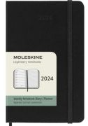 Moleskine 2024 heti jegyzetes hatridnapl, kemny fedeles fekete 